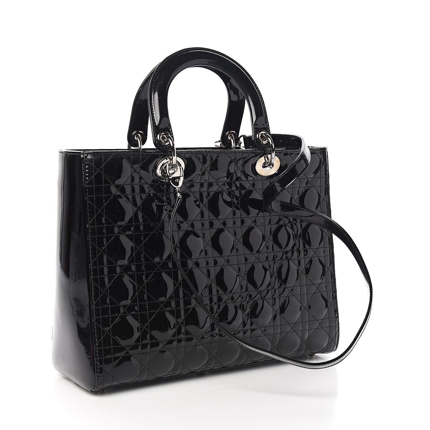 Christian Dior Patent Cannage Large Lady Dior Black 2 of 9