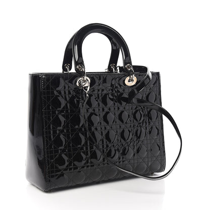 Christian Dior Patent Cannage Large Lady Dior Black 2 of 9