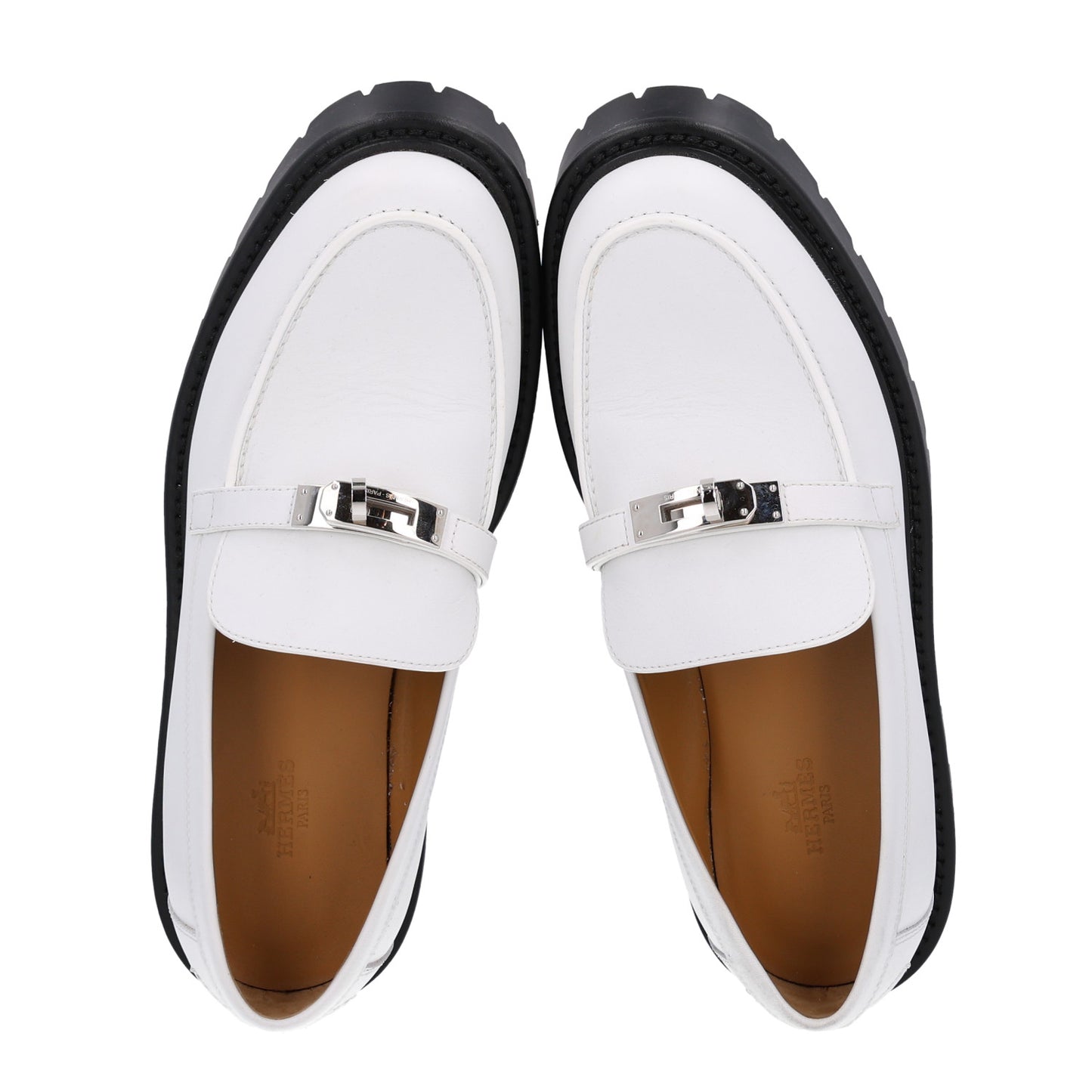 Calfskin Womens Icone Loafers 38.5 White