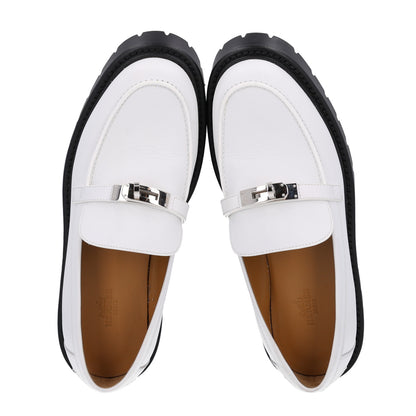 Hermes Calfskin Womens Icone Loafers 38.5 White 2 of 10