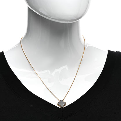 Van Cleef & Arpels 18K Yellow Gold Black Onyx Vintage Alhambra Pendant Necklace 2 of 6