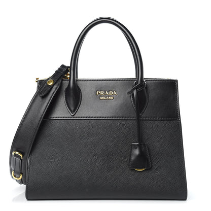Prada Saffiano City Calfskin Small Esplanade Tote Black 1 of 8