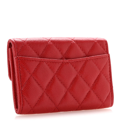 Chanel Caviar Quilted Flap Card Holder Wallet Red 3 of 11