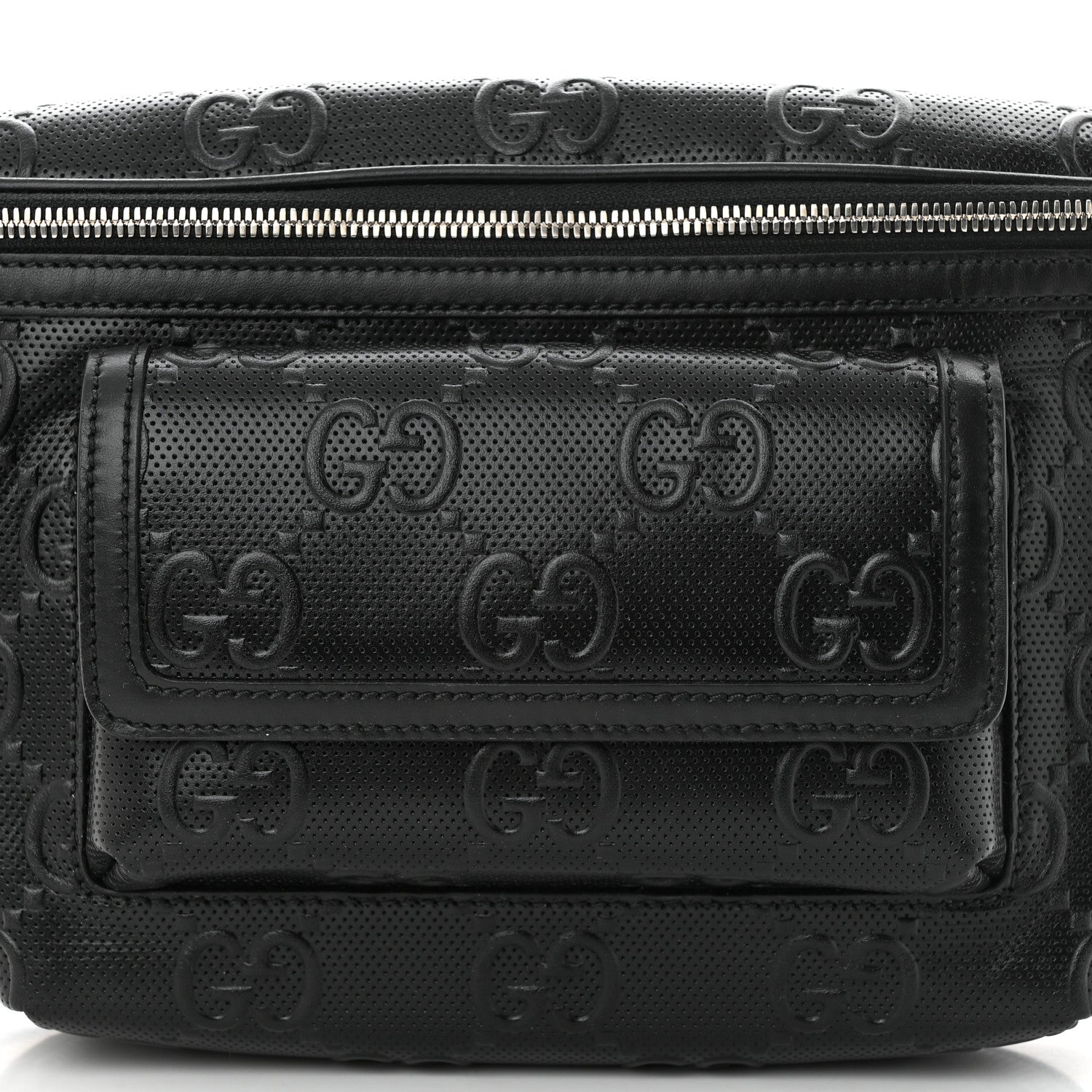 Gucci Calfskin GG Tennis Embossed Pocket Belt Bag Black 8 of 10