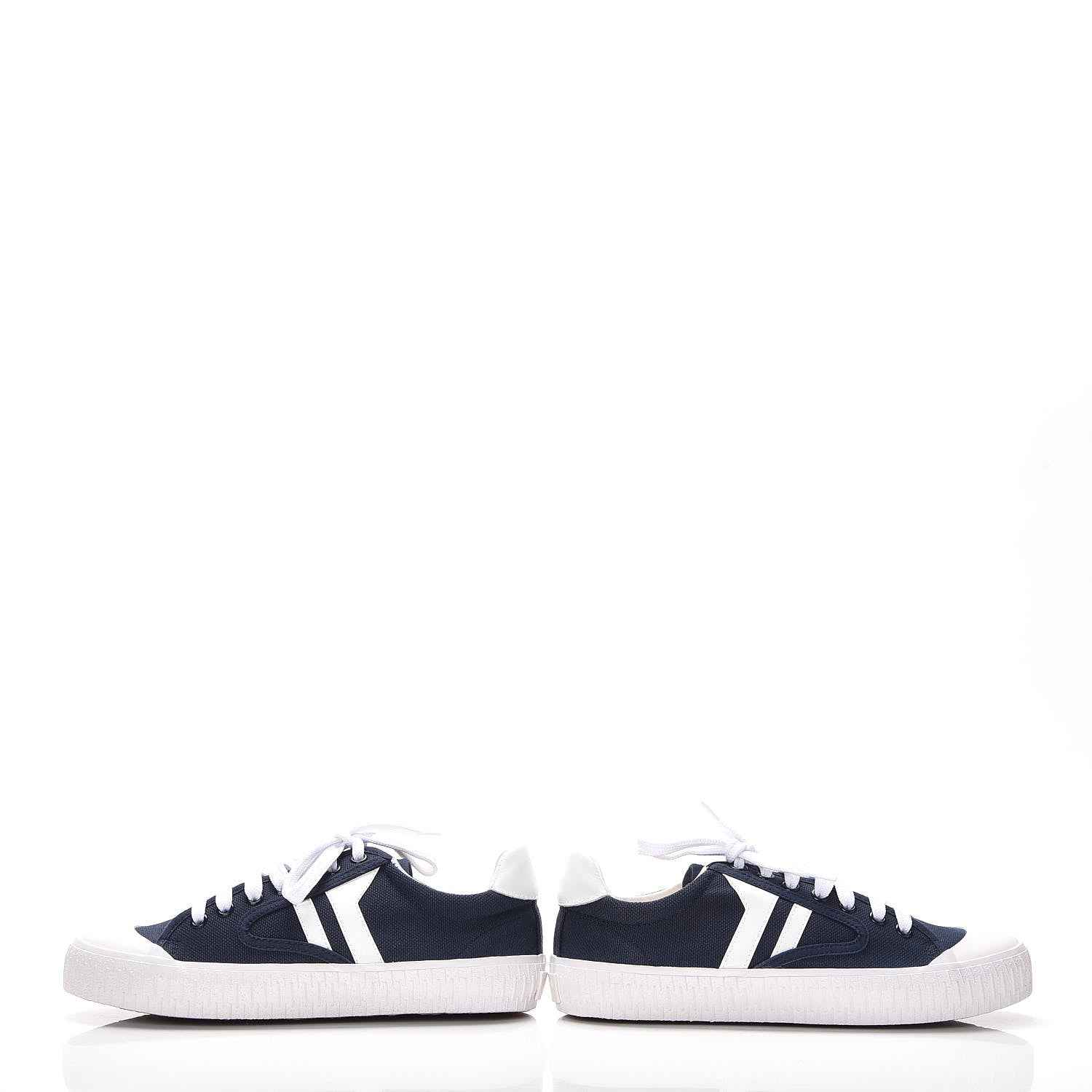 Celine Canvas Plimsole Sneakers 37 Navy White 5 of 10