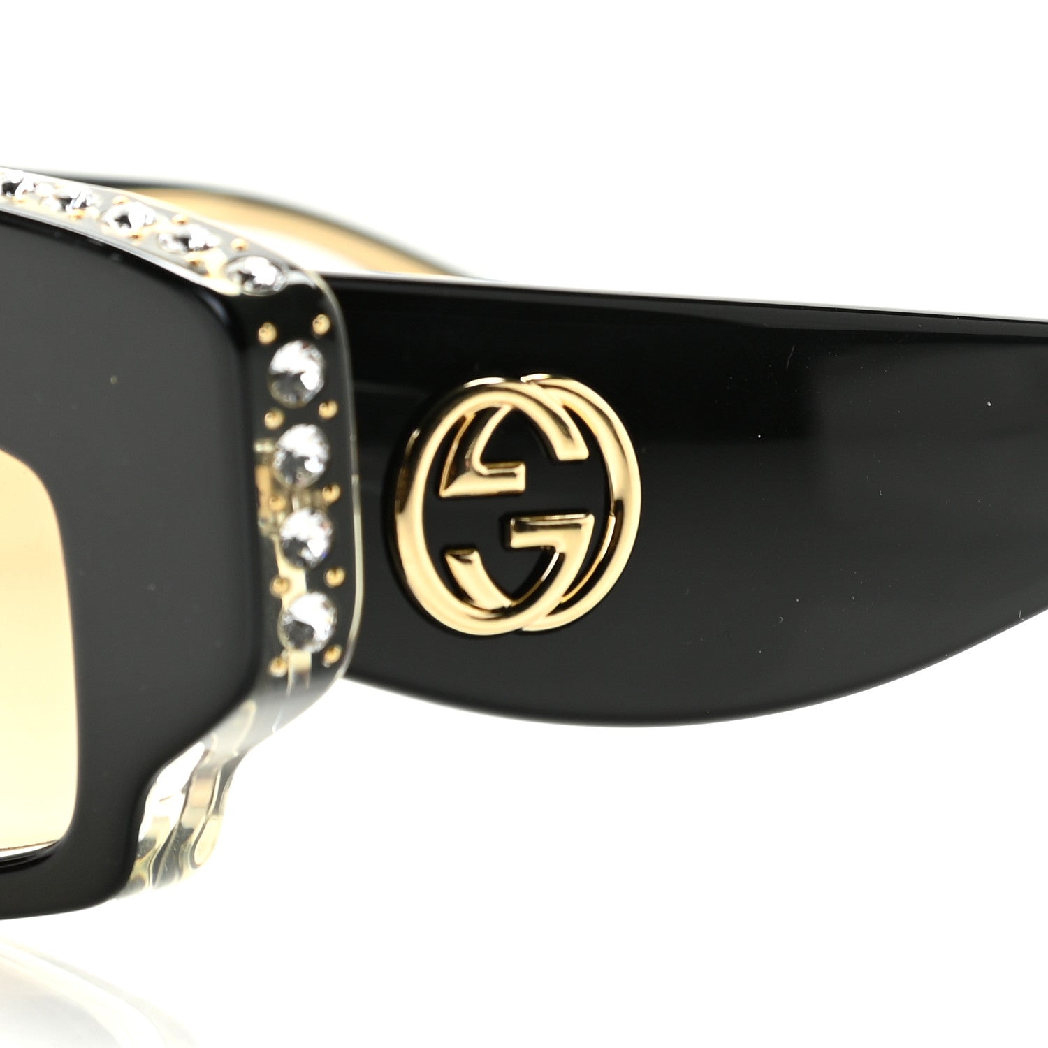 Gucci Acetate Crystal Embellished Sunglasses GG0782S Black Gold 4 of 8