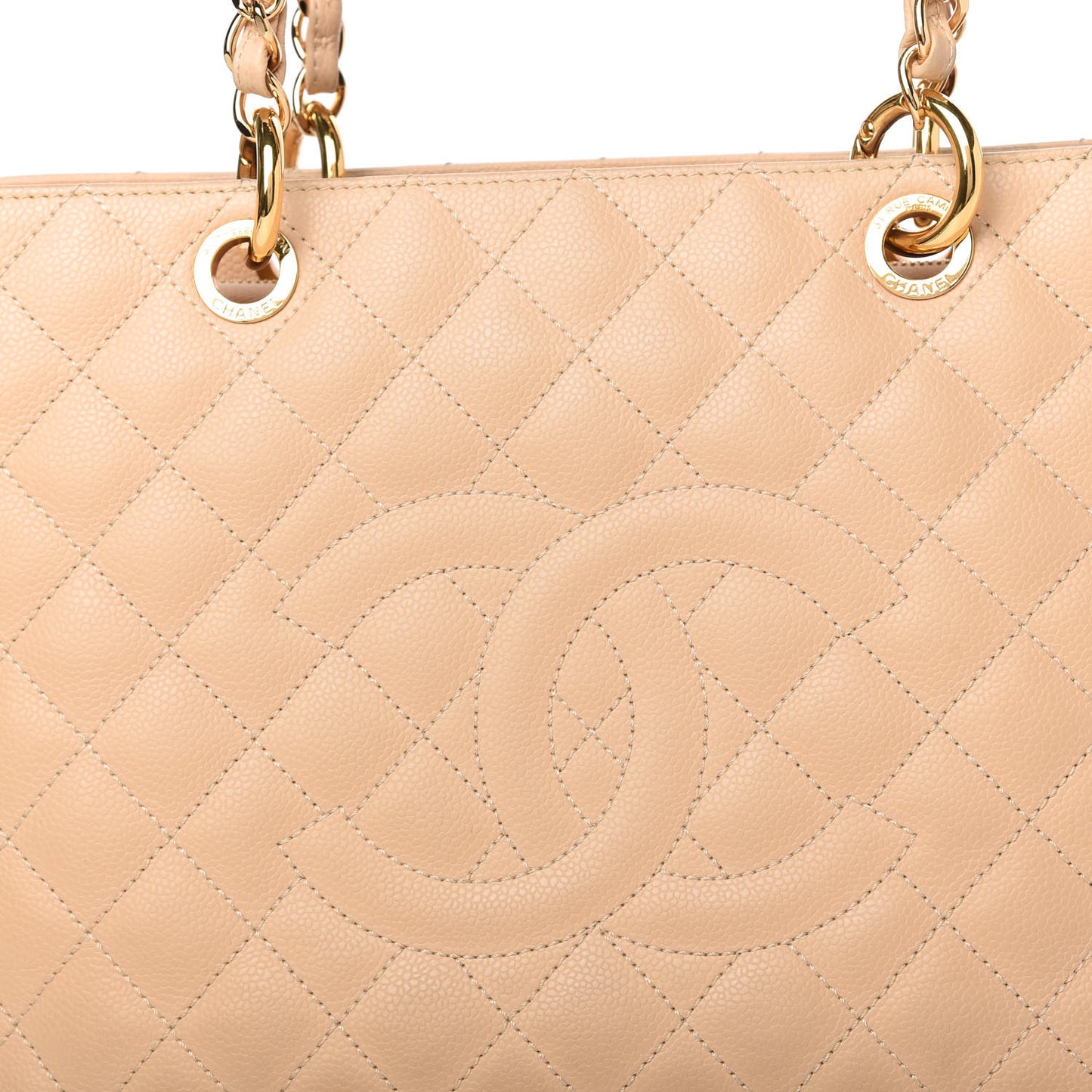 Caviar Quilted Grand Shopping Tote GST Beige Clair