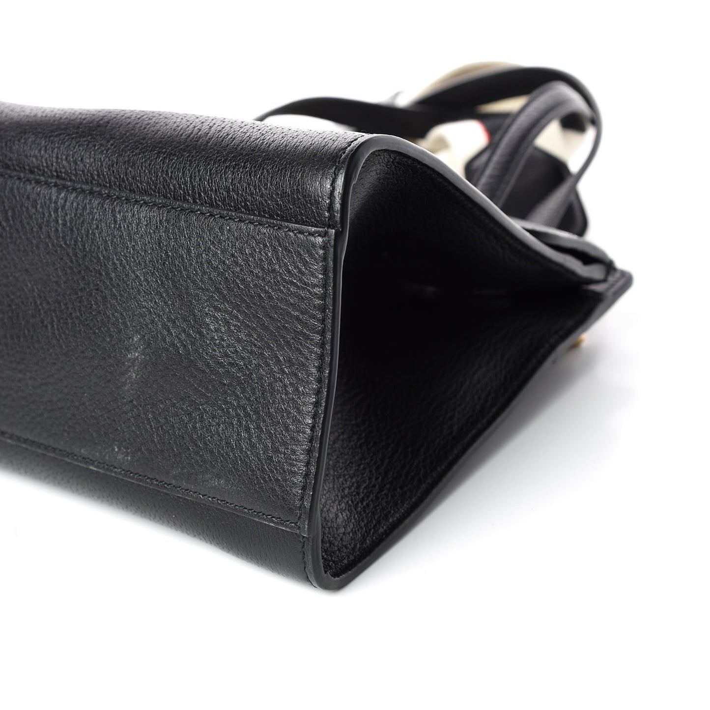 Grained Calfskin Web Crystal Butterfly Stripe Medium Totem Top Handle Bag Black