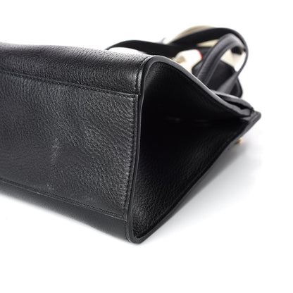 Gucci Grained Calfskin Web Crystal Butterfly Stripe Medium Totem Top Handle Bag Black 10 of 13
