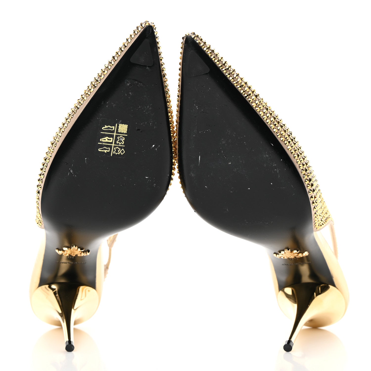 Prada Satin Crystal Triangle Logo 85mm Slingback Pumps 39 Platino 5 of 14