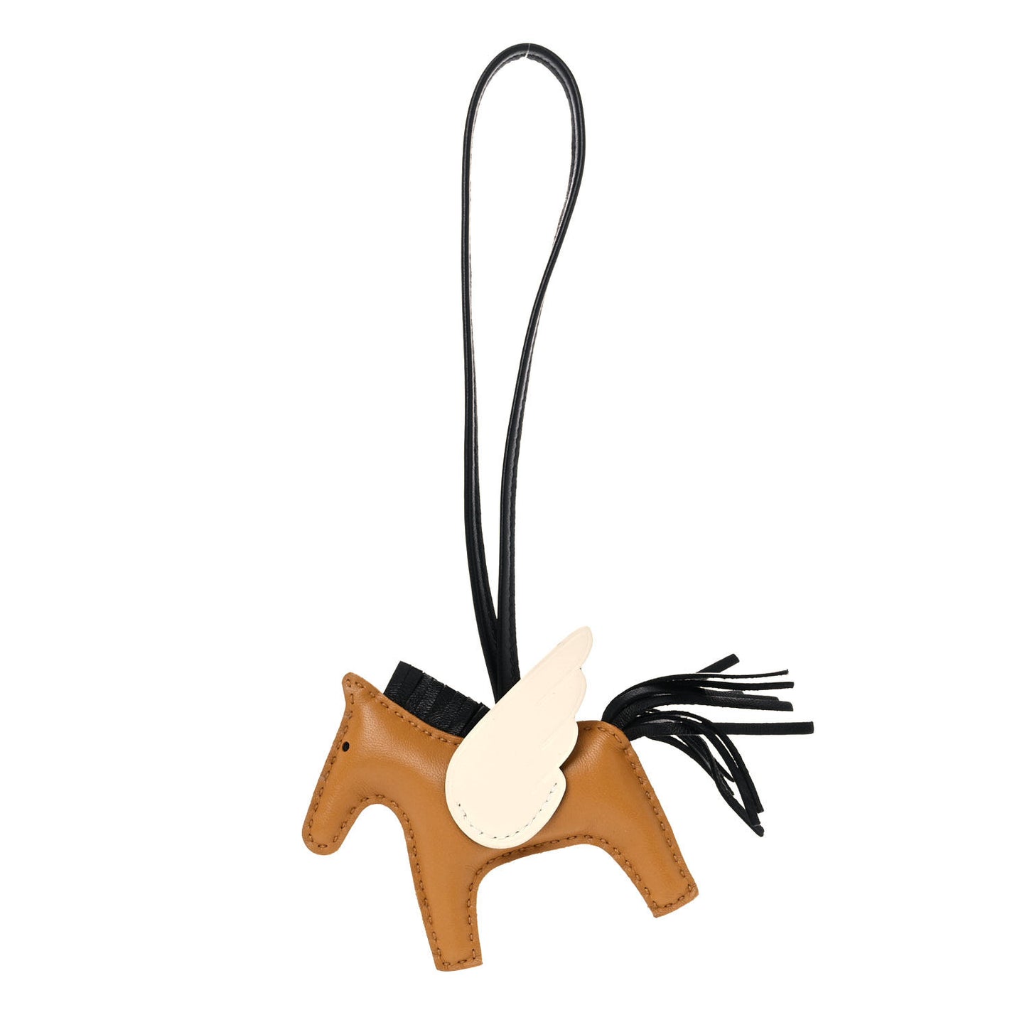 Milo Lambskin Grigri Rodeo Pegase Horse Bag Charm PM Sesame Black Nata