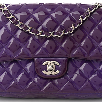 Chanel Patent Calfskin Quilted Medium Double Flap Purple 8 of 14