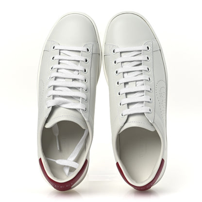 Gucci Calfskin Interlocking G Perforated Womens Ace Sneakers 36.5 White Hibiscus Red 2 of 12