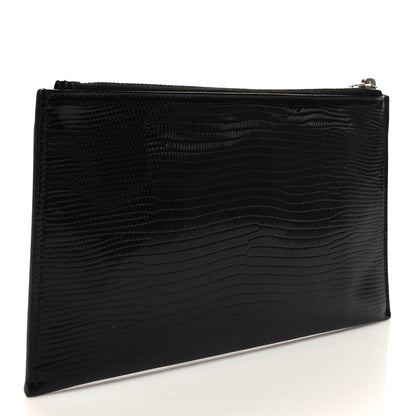 Saint Laurent Lizard Embossed Monogram Bill Pouch Black 3 of 9