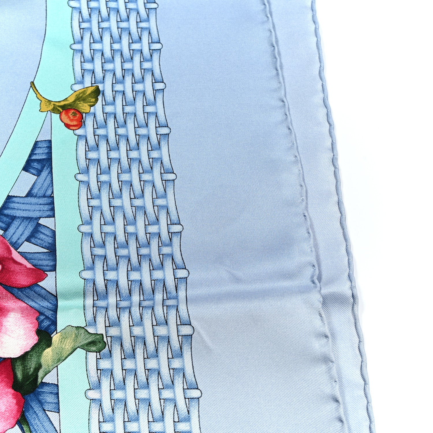 Gucci Silk Twill Floral Basket Square Scarf Blue Multicolor 14 of 14