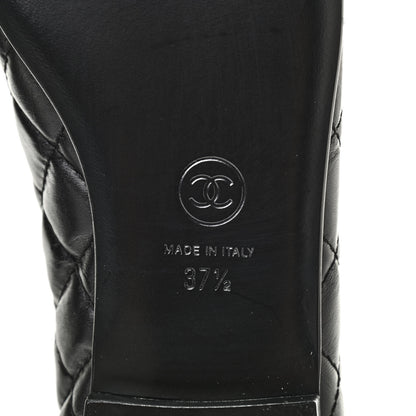 Chanel Aged Calfskin Quilted CC Cap Toe Ballerina Flats 37.5 Black 7 of 8