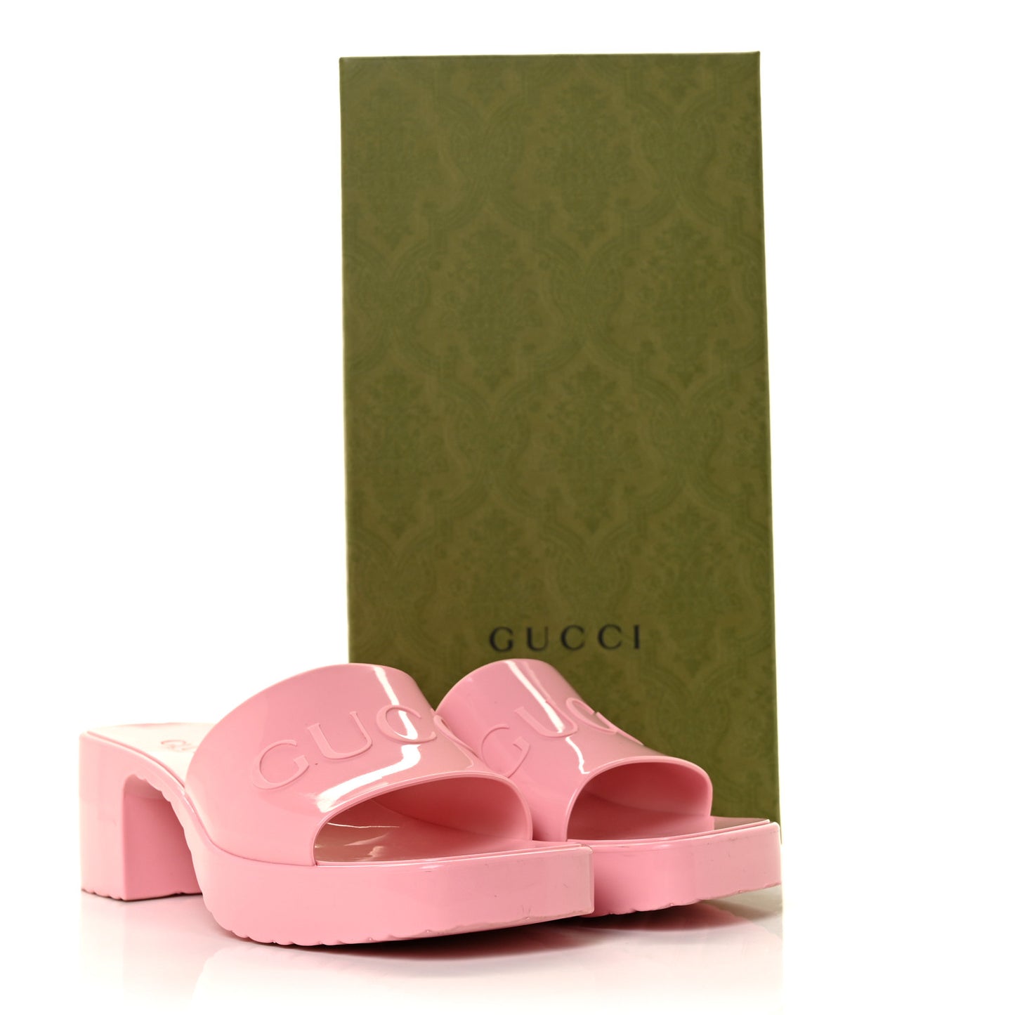 Rubber Gucci Logo Womens Platform 20/60mm Slide Sandals 37 Wild Rose