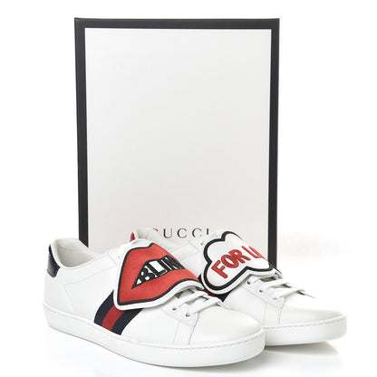 Gucci Calfskin Ayers Web Blind for Love Embroidered Womens Ace Sneakers 38.5 White 8 of 8