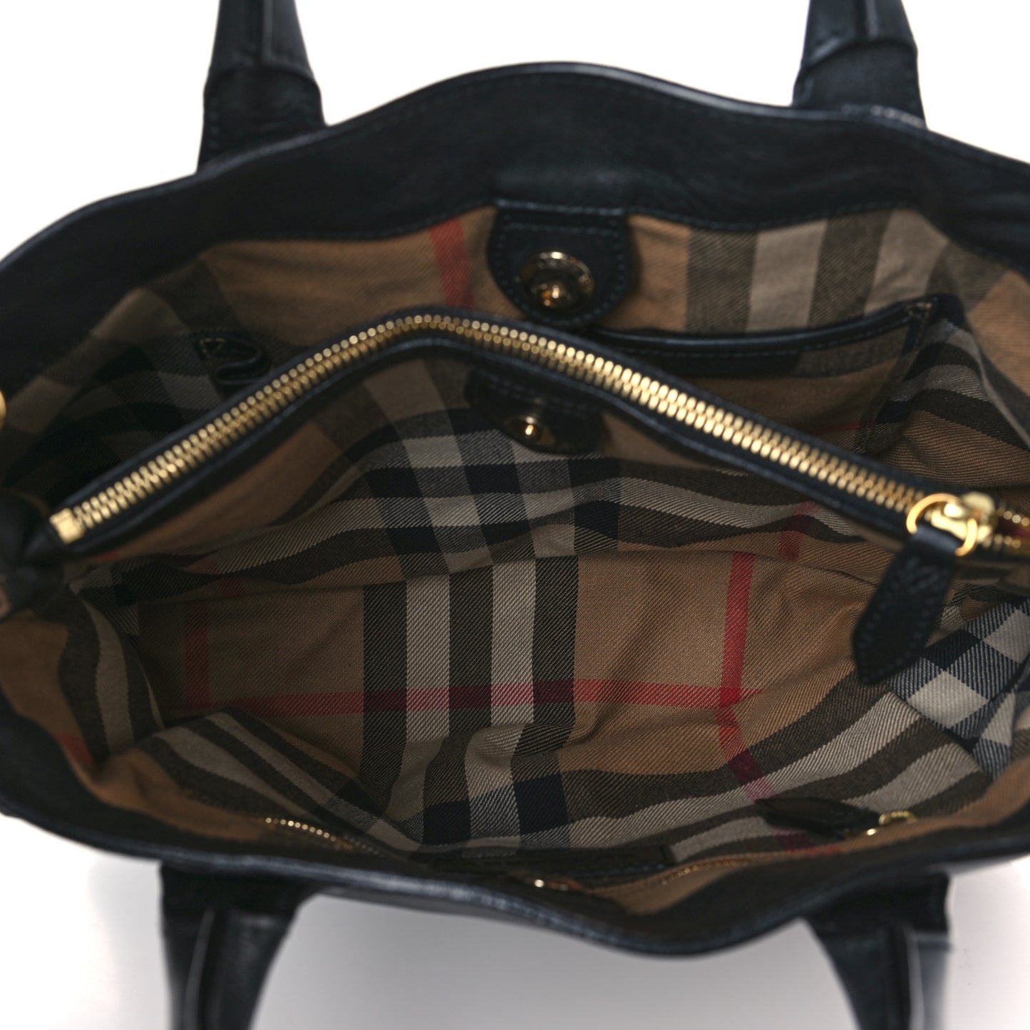 Derby Calfskin House Check Medium Banner Tote Black