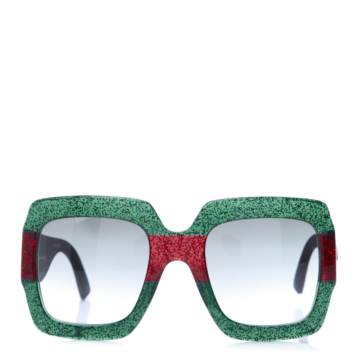 Gucci Square Frame GG0102S Sunglasses Glitter Red Black Green 3 of 10