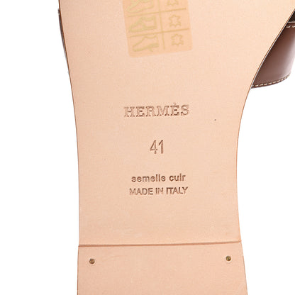 Hermes Box Calfskin Oran Sandals 41 Gold 7 of 8