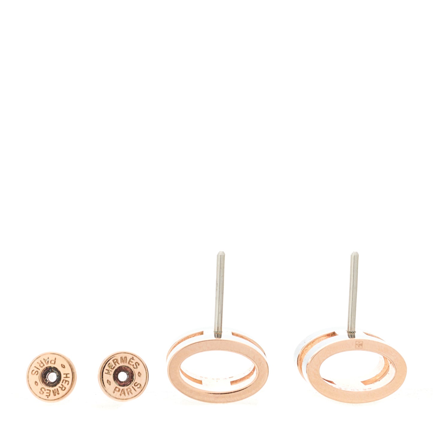Rose Gold Lacquered Mini Pop H Earrings Black