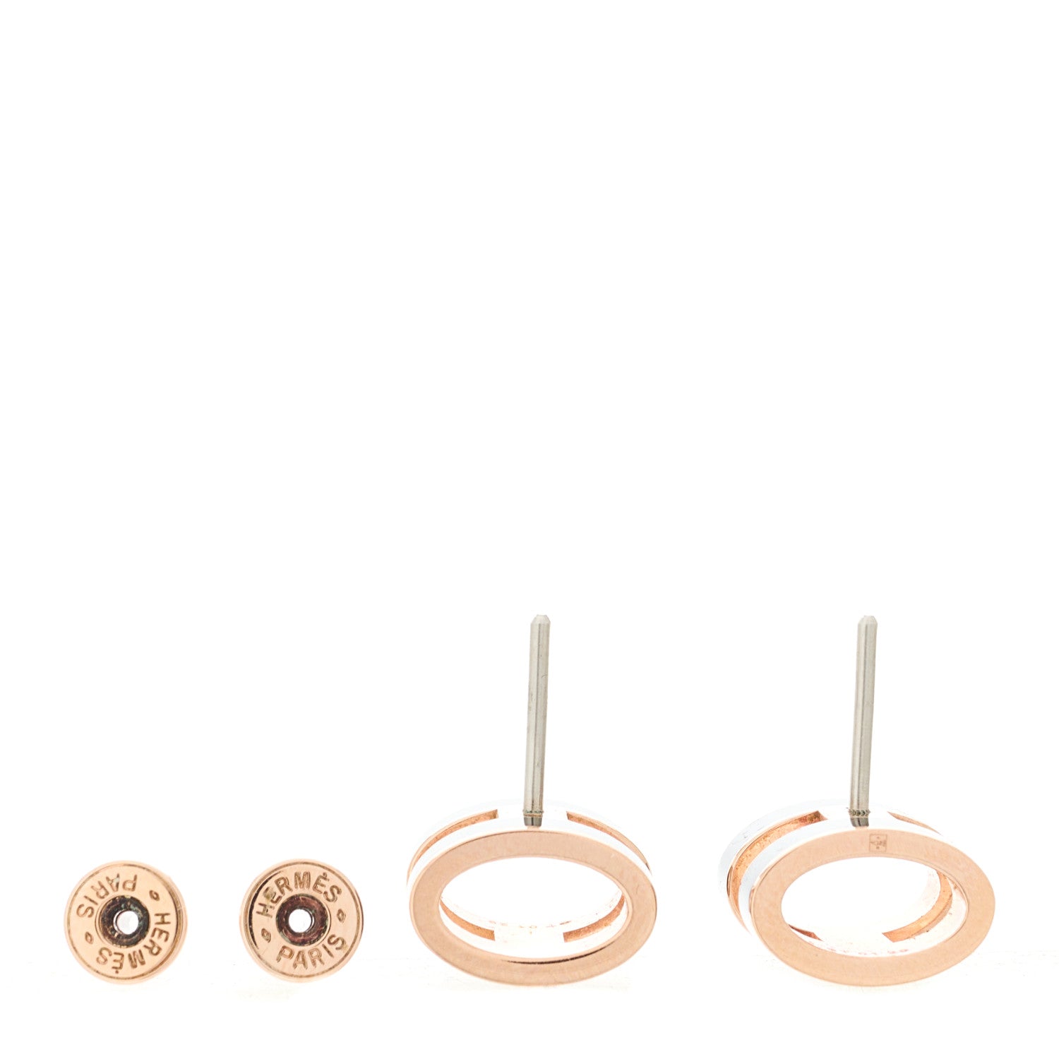 Hermes Rose Gold Lacquered Mini Pop H Earrings Black 4 of 5