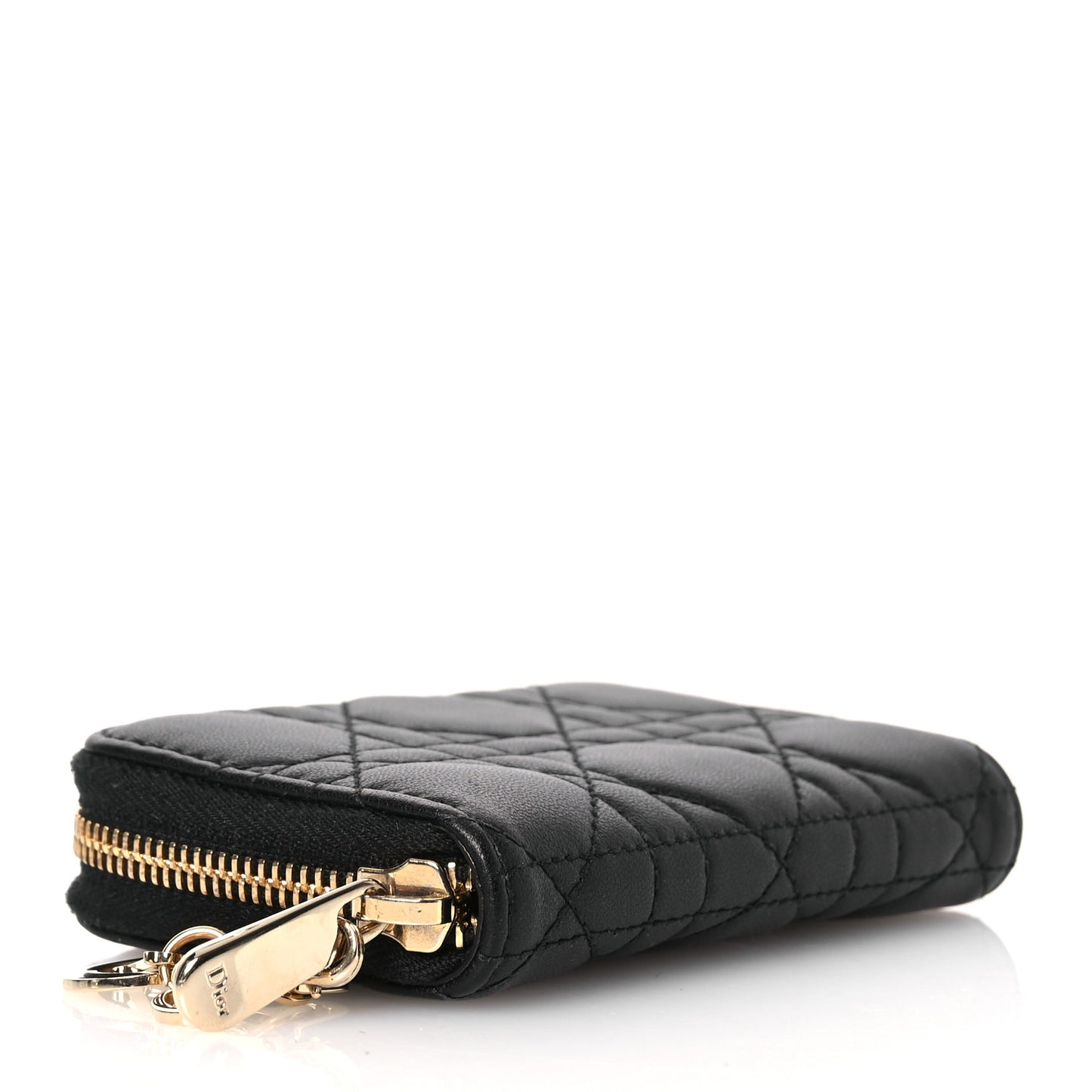 Lambskin Cannage Small Lady Dior Voyageur Coin Purse Black
