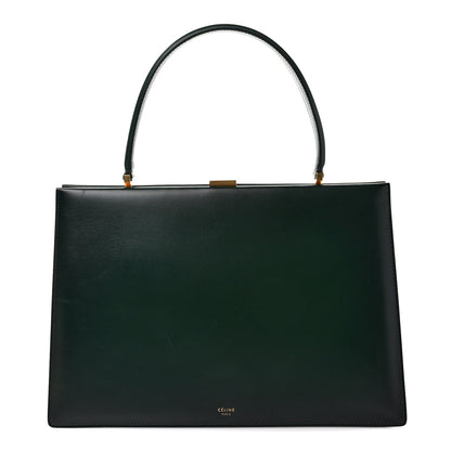 Celine Patina Box Calfskin Medium Clasp Bag Dark Green 1 of 9