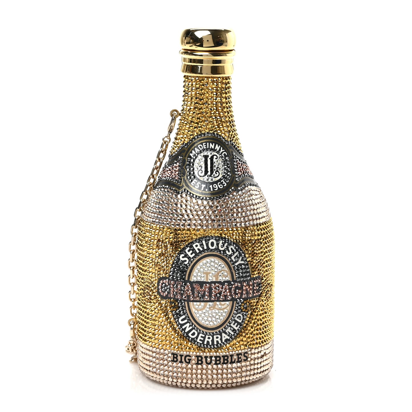 Crystal Champagne Bottle Big Bubbles Minaudiere Clutch
