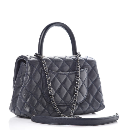 Chanel Caviar Quilted Mini Coco Handle Flap Navy Blue 3 of 10