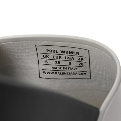 Balenciaga Rubber Womens Logo Pool Slide Sandals 39 Black White 6 of 7