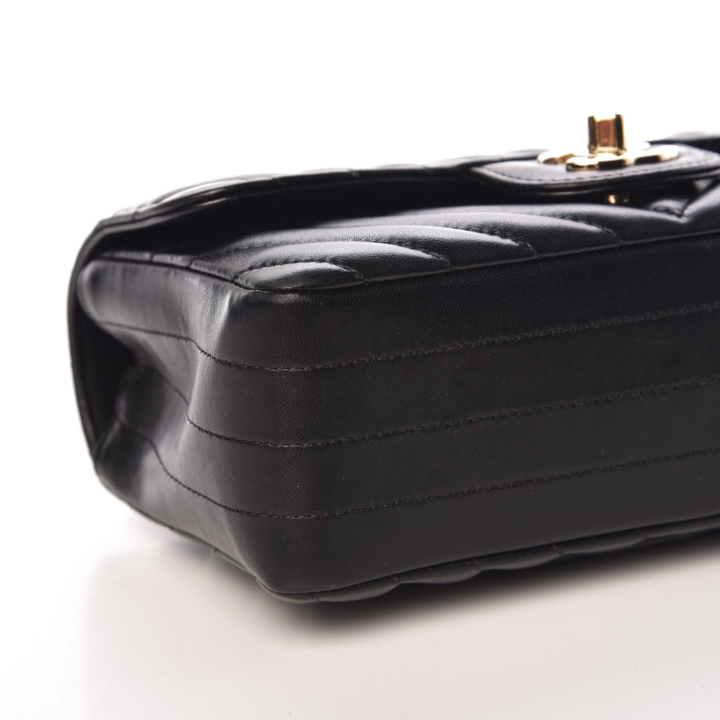 Lambskin Chevron Quilted Mini Rectangular Flap Black