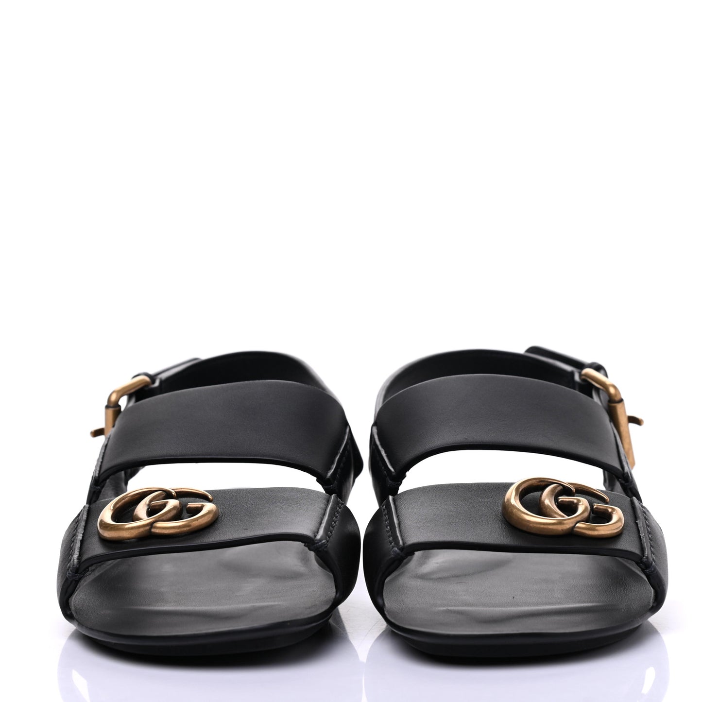 Calfskin Mens GG Marmont Sandals 7 Black