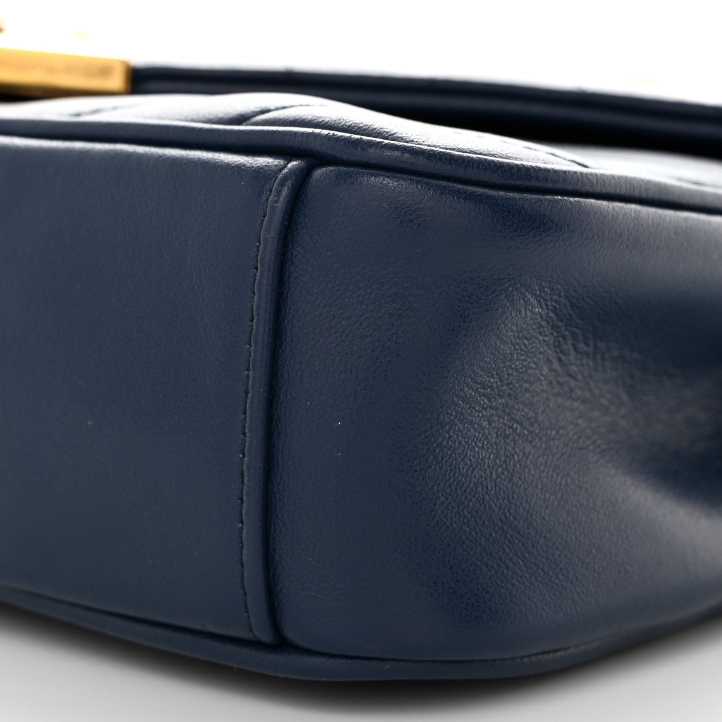 Lambskin Chevron Quilted Small Pyramid CC Flap Navy