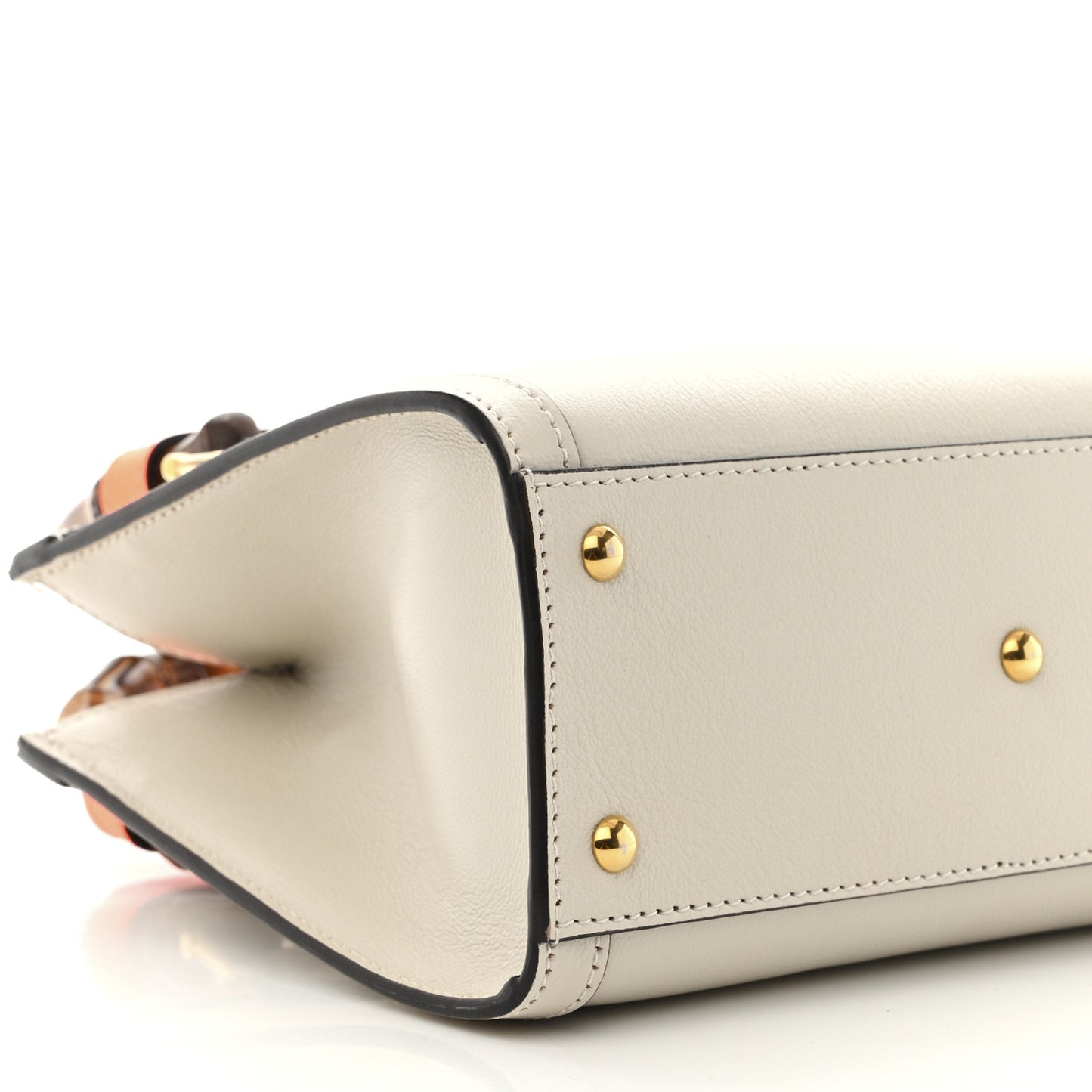 Wonka Grain Calfskin Mini Diana Tote Bag Mystic White Orange Fluo