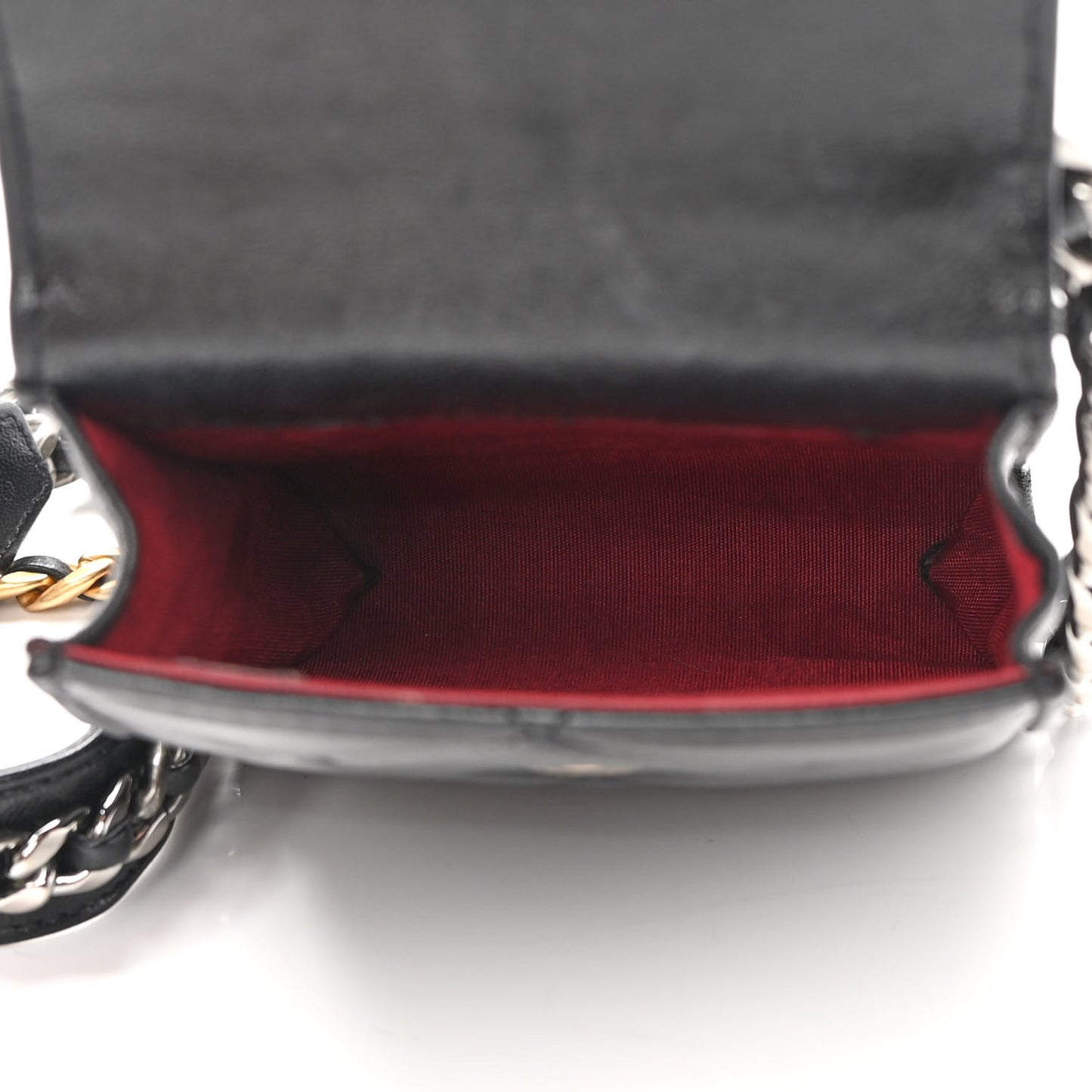Lambskin Quilted Chanel 19 Phone Holder With Chain Black