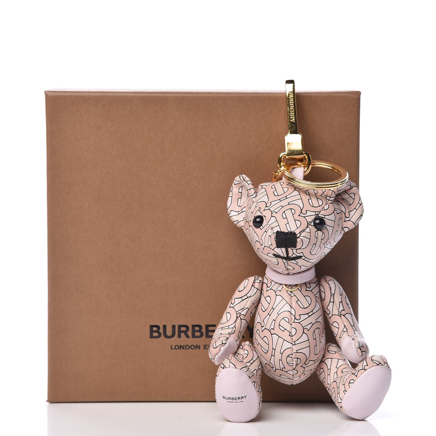 Calfskin Print Monogram Thomas Bear Bag Charm Pink