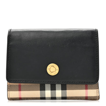 Burberry Grainy Calfskin Vintage Check Small Folding Wallet Archive Beige Black 1 of 8