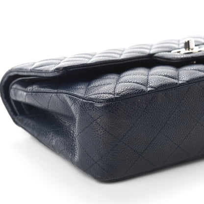 Chanel Caviar Quilted Medium Double Flap Dark Blue 8 of 9