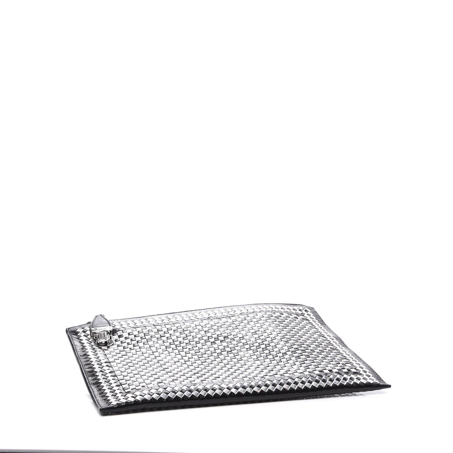 Goatskin Woven Pouch Black Argento