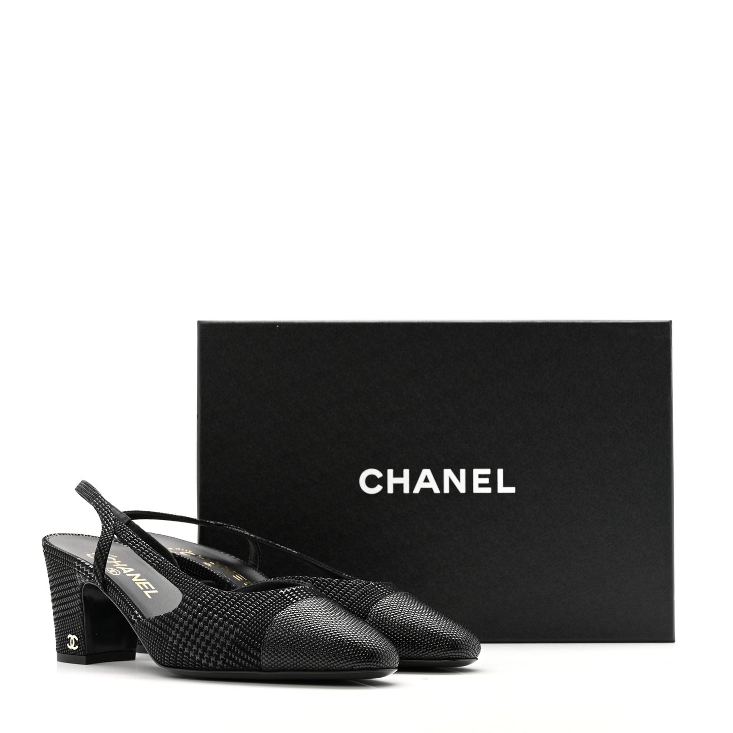 Suede Kidskin Cap Toe CC Slingback Pumps 39 Black