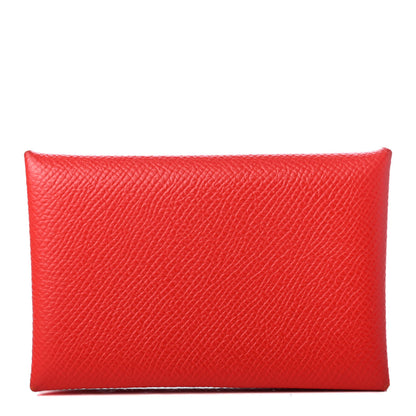 Hermes Epsom Calvi Card Case Rouge Casaque 1 of 8
