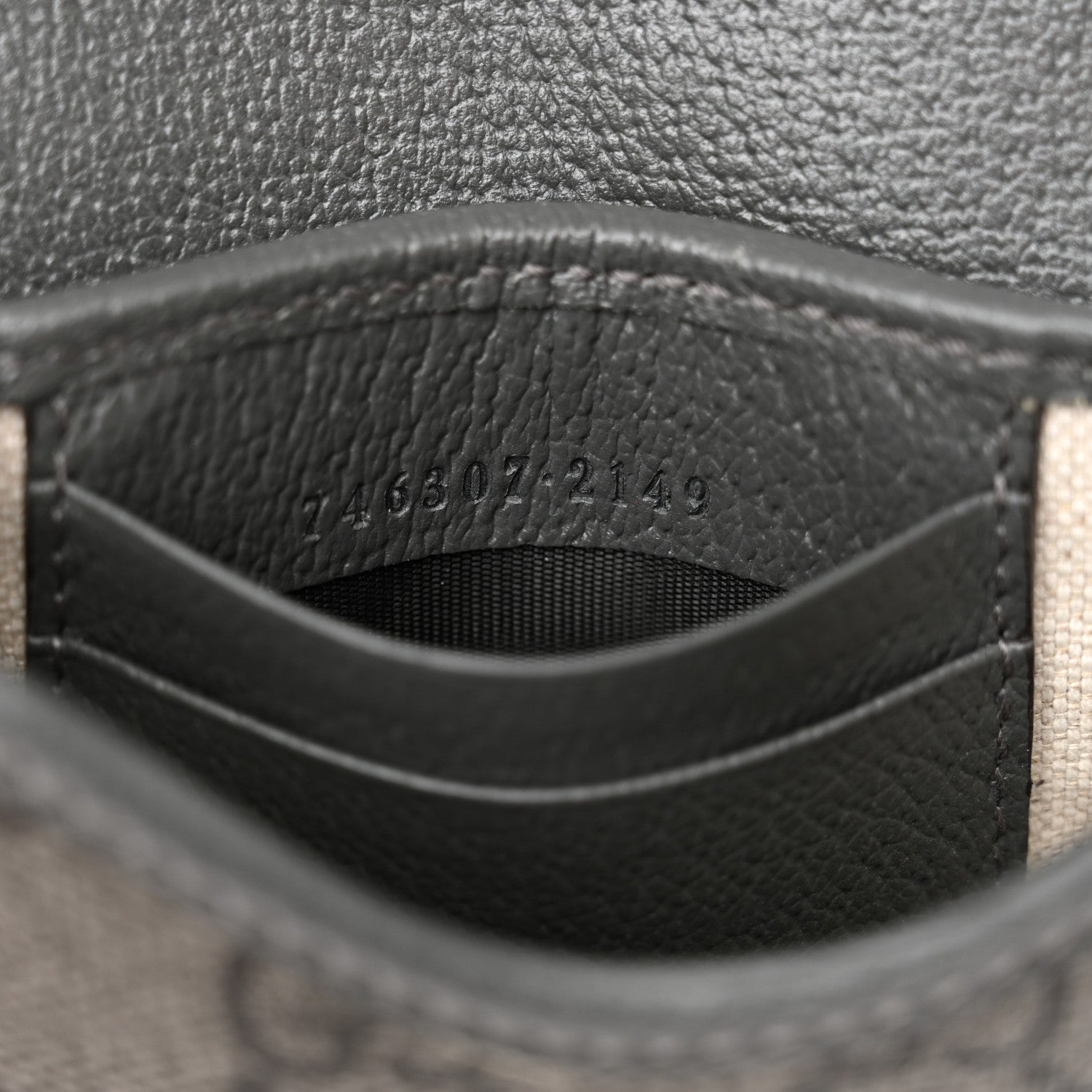 Gucci GG Supreme Monogram Textured Dollar Calfskin Phone Crossbody Bag Grey Black Graphite Grey 7 of 10