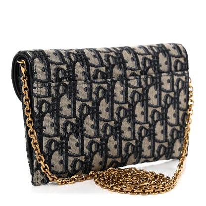 Christian Dior Oblique Saddle Chain Long Wallet Blue 3 of 11