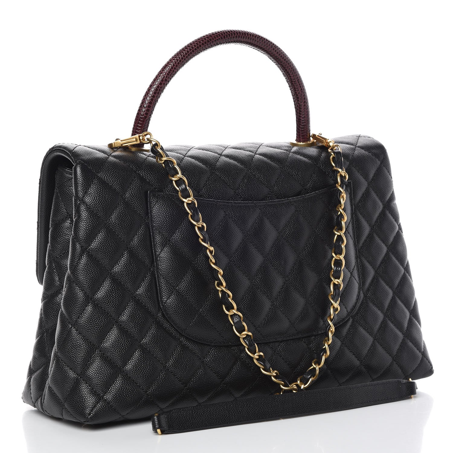 Chanel Caviar Lizard Quilted Medium Coco Handle Flap Black 3 of 11