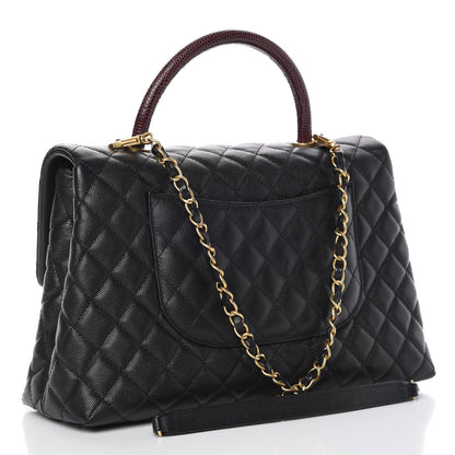 Chanel Caviar Lizard Quilted Medium Coco Handle Flap Black 3 of 11