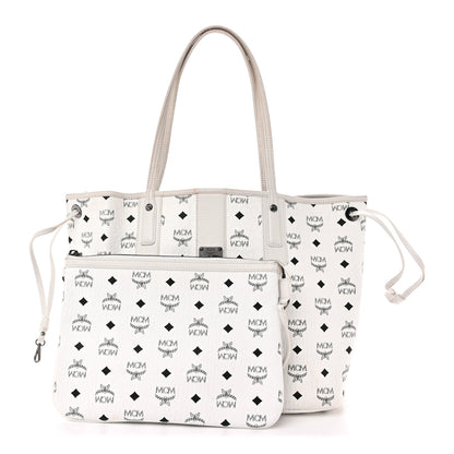 MCM Visetos Medium Liz Reversible Shopper Tote White 4 of 16