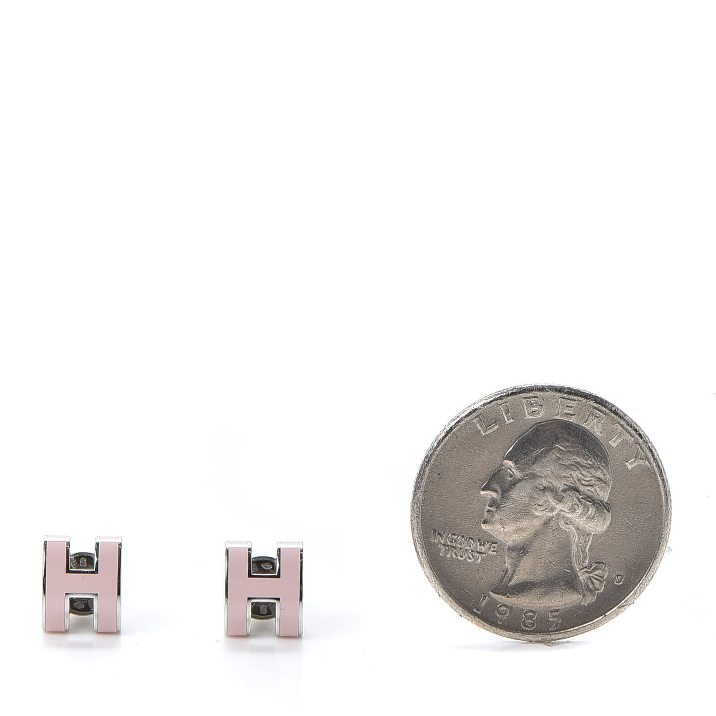 Silver Lacquered Pop H Earrings Rose Dragee