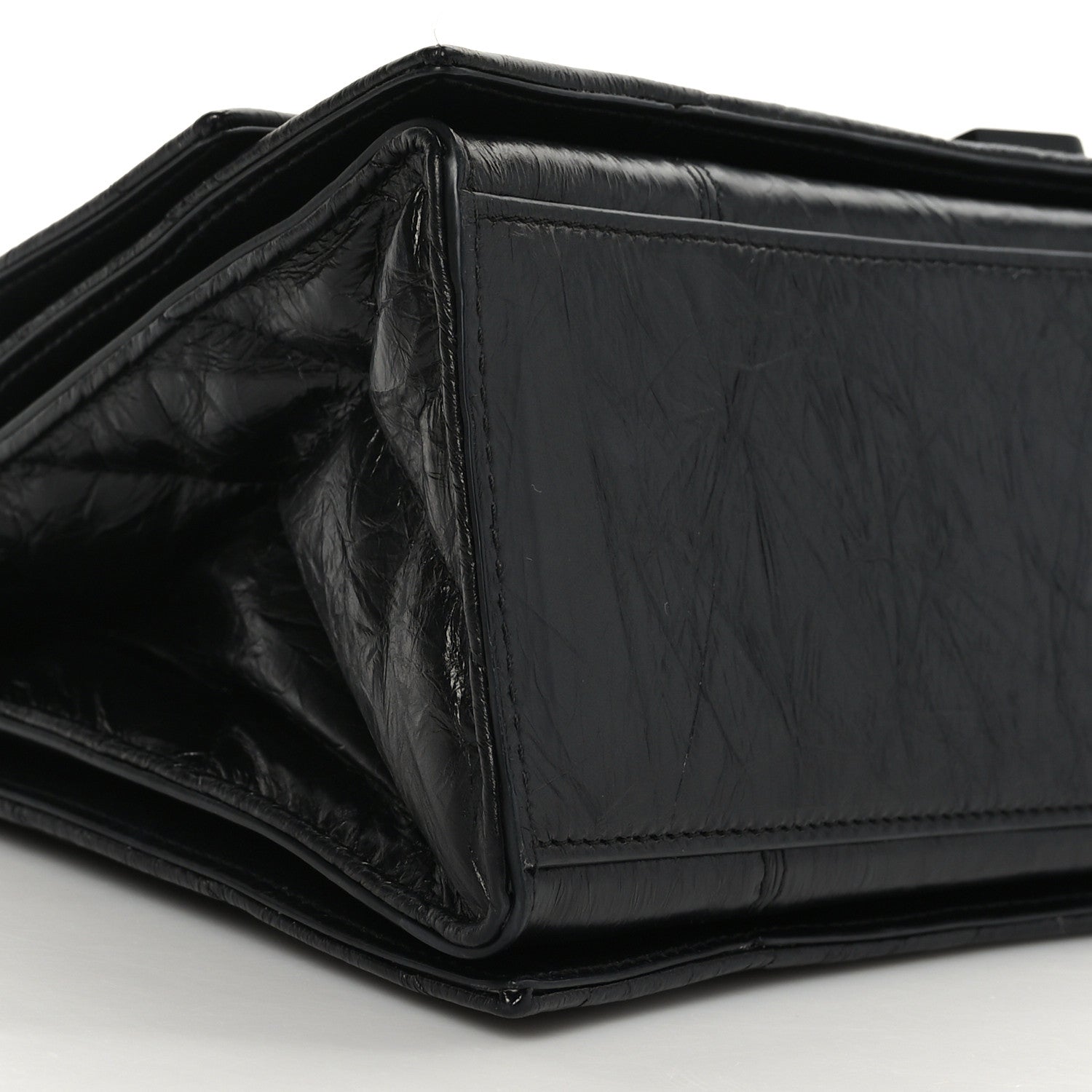 Balenciaga Crushed Calfskin Quilted Matte Black Hardware Medium Crush Chain Bag Black 8 of 9